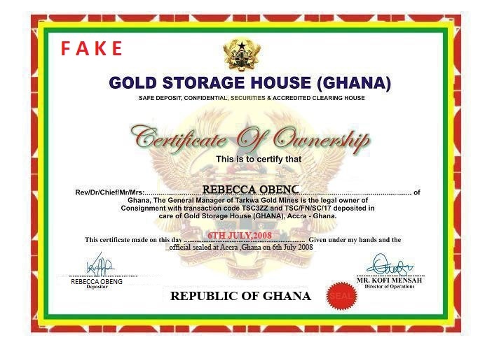 Depot Ghana Gold Fake